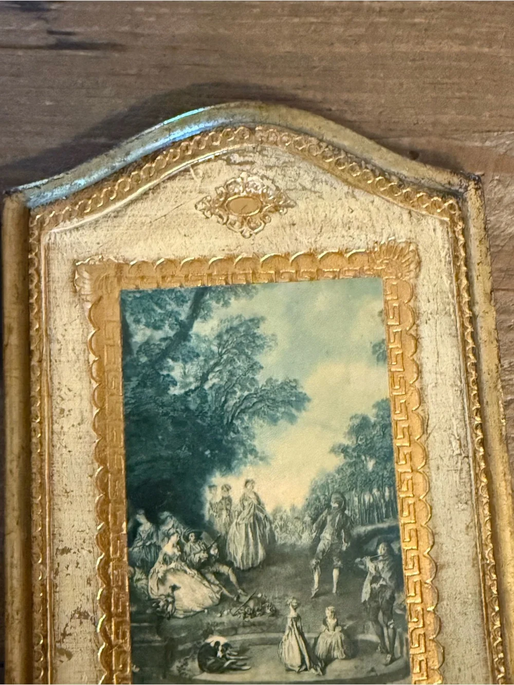 Set of 2 Vintage Italian Florentine Wood Wall Plaques Gold Finish Art - Stamped